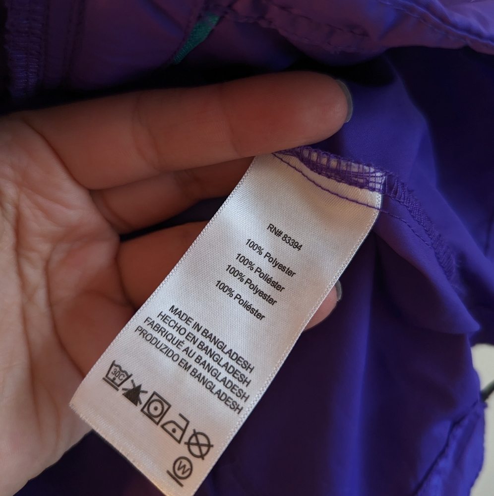 ASICS Windbreaker Jacket Full Zip Packable Purple Blue Zipper Small - Picture 4 of 4
